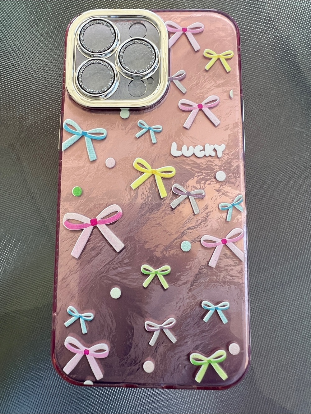 Pink "Lucky" Bow Pattern iPhone 18/17/16/15/14/13/12/11 Pro Max Protective